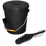 Home Complete 4.75 Gallon Black Ash Bucket with Lid and Shovel Essential Tools for Fireplaces, Fire Pits, Wood Burning Stoves Hearth Accessories