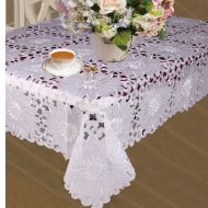 HomeCrate Cabernet Embroidered Sunflowers Cutwork Tablecloths 70 X 120 - In Ivory