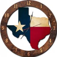 HomeDecorGarageArt Texas State Map 18 x 18 inch metal wall clock, plasma cut shape, american made, nostalgic, vintage style, retro garage art, PS489 PS