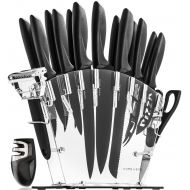 HomeHero Stainless Steel Knife Set with Block - 13 Kitchen Knives Set Chef Knife Set with Knife Sharpener, 6 Steak Knives, Bonus Peeler Scissors Cheese Pizza Knife & Acrylic Stand - Best Cu
