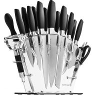 HomeHero Stainless Steel Knife Set with Block - 13 Kitchen Knives Set Chef Knife Set with Knife Sharpener, 6 Steak Knives, Bonus Peeler Scissors Cheese Pizza Knife & Acrylic Stand - Best Cu