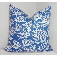 HomeLiving OUTDOOR Pillow BlueWhite Coral Print Cushion Covers Coral Porch Decorative Nautical Coral Pillows 18x18