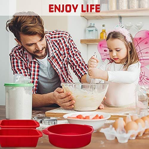  [아마존베스트]HomeMall Silicone Baking Moulds, 5 Professional Non-Stick Silicone Baking Moulds Set Including Cake Mould Bread Toast Mould Oil Brush Baking Spatula for DIY Toast Cake Bread Cake