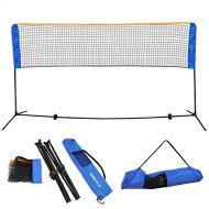 HomeTech PE Adjustable Portable Badminton Net Set with Polyester Cloth Bag and Iron Tube Black Blue 10 X 5 X 3.4 | Perfect for Tennis Soccer Tennis Pickle ball Kids Volleyball Indoor Outdoo