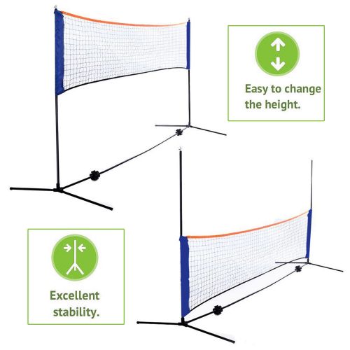  HomeTech PE Adjustable Portable Badminton Net Set with Polyester Cloth Bag and Iron Tube Black Blue 10 X 5 X 3.4 | Perfect for Tennis Soccer Tennis Pickle ball Kids Volleyball Indoor Outdoo