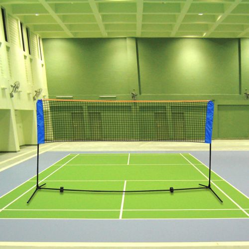  HomeTech PE Adjustable Portable Badminton Net Set with Polyester Cloth Bag and Iron Tube Black Blue 10 X 5 X 3.4 | Perfect for Tennis Soccer Tennis Pickle ball Kids Volleyball Indoor Outdoo