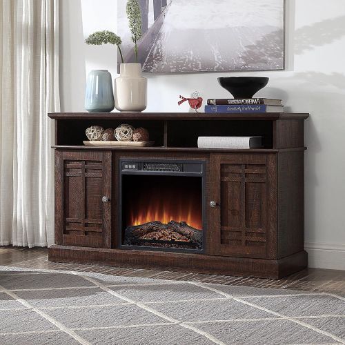  HomeTeks Tv Fireplace Stand Electric Fireplace Tv Stand-Entertainment Stand with Fireplace, for Tvs Up to 50 Inch, Espresso-Turn Up The Ambiance of Your Room