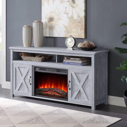  HomeTeks Tv Fireplace Stand Electric Fireplace Tv Stand-Fireplace Console Tv Stand, for Tvs Up to 65 Inch, Light Gray-Turn Up The Ambiance of Your Room