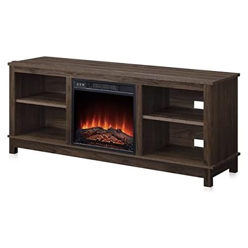  HomeTeks Tv Fireplace Stand Electric Fireplace Tv Stand-TV Media Console, for TVs Up to 65 Inch, Dark Walnut-Turn Up The Ambiance of Your Room