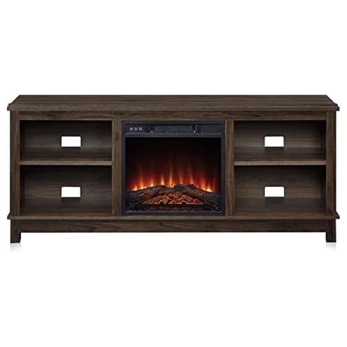  HomeTeks Tv Fireplace Stand Electric Fireplace Tv Stand-TV Media Console, for TVs Up to 65 Inch, Dark Walnut-Turn Up The Ambiance of Your Room