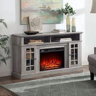HomeTeks Tv Fireplace Stand Electric Fireplace Tv Stand-Tv Stand for 65 Inch Tv, Grey Wash-Turn Up The Ambiance of Your Room