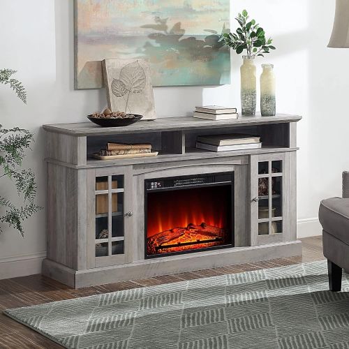  HomeTeks Tv Fireplace Stand Electric Fireplace Tv Stand-Tv Stand for 65 Inch Tv, Grey Wash-Turn Up The Ambiance of Your Room