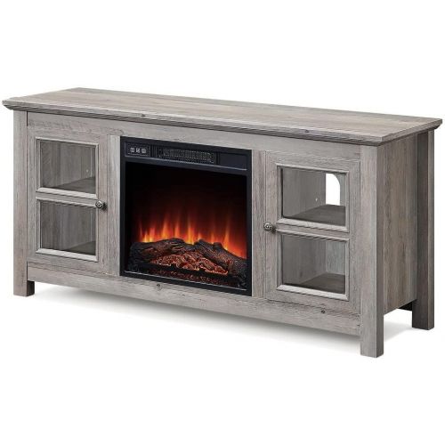  HomeTeks Tv Fireplace Stand Electric Fireplace Tv Stand-Fireplace 55 Inch Tv Stand, Grey Wash-Turn Up The Ambiance of Your Room