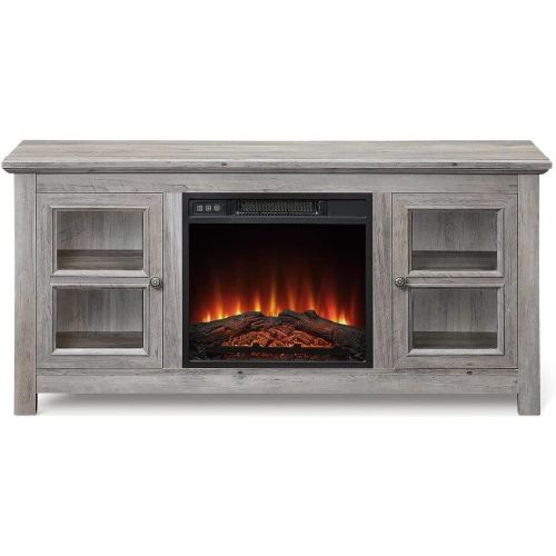  HomeTeks Tv Fireplace Stand Electric Fireplace Tv Stand-Fireplace 55 Inch Tv Stand, Grey Wash-Turn Up The Ambiance of Your Room