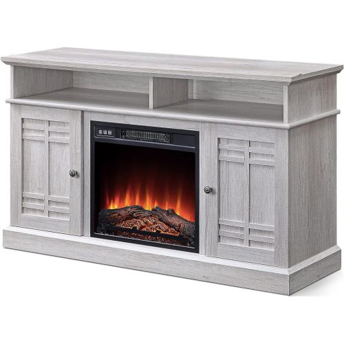  HomeTeks Tv Fireplace Stand Electric Fireplace Tv Stand-Sargent Oak Tv Stand Fireplace, for Tvs Up to 50 Inch, Sargent Oak-Turn Up The Ambiance of Your Room