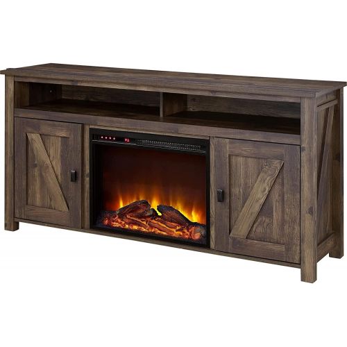  HomeTeks Tv Fireplace Stand Electric Fireplace Tv Stand-Electric Fireplace Entertainment Center, for TVs Up to 60 Inch, Weathered Medium-Turn Up The Ambiance of Your Room