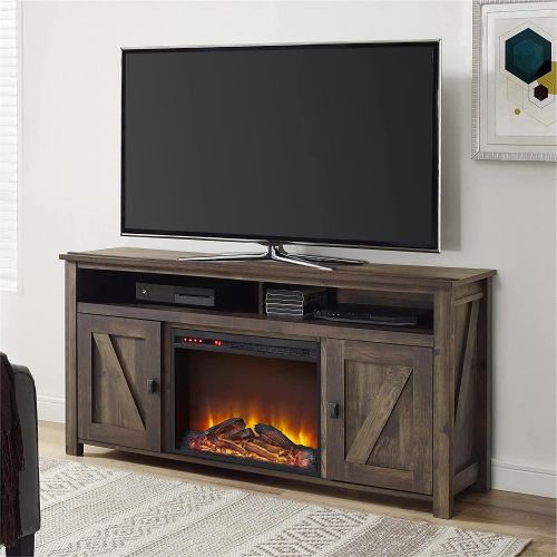  HomeTeks Tv Fireplace Stand Electric Fireplace Tv Stand-Electric Fireplace Entertainment Center, for TVs Up to 60 Inch, Weathered Medium-Turn Up The Ambiance of Your Room