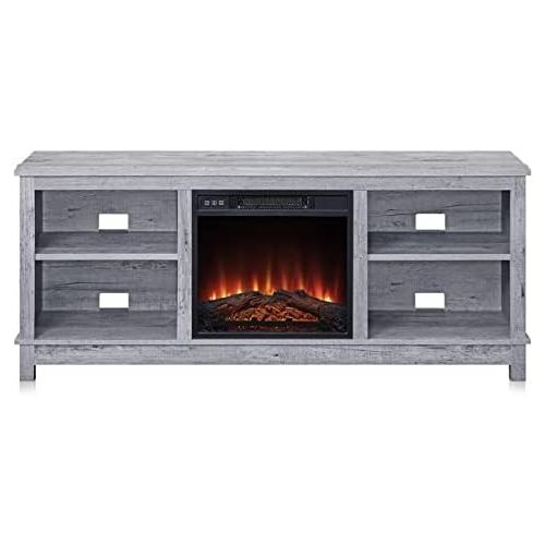  HomeTeks Tv Fireplace Stand Electric Fireplace Tv Stand-Fireplace Table for Tv Stand, for TVs Up to 65 Inch, Light Gray-Turn Up The Ambiance of Your Room
