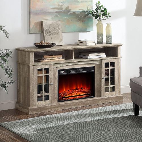  HomeTeks Tv Fireplace Stand Electric Fireplace Tv Stand-Entertainment Center with The Fireplace, for TVs Up to 65 Inch, Ashland Pine-Turn Up The Ambiance of Your Room