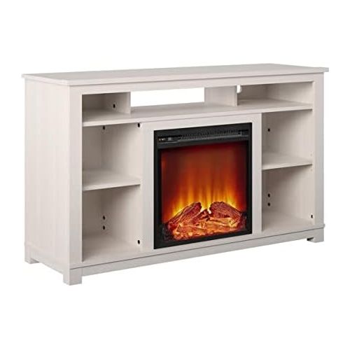  HomeTeks Tv Fireplace Stand Electric Fireplace Tv Stand-Tv Stand for 55 Inch Tv with Fireplace, Ivory Pine-Turn Up The Ambiance of Your Room