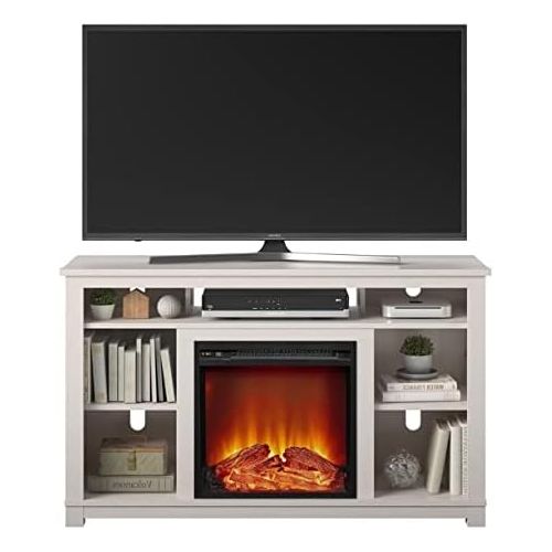  HomeTeks Tv Fireplace Stand Electric Fireplace Tv Stand-Tv Stand for 55 Inch Tv with Fireplace, Ivory Pine-Turn Up The Ambiance of Your Room