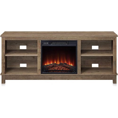  HomeTeks Tv Fireplace Stand Electric Fireplace Tv Stand-Infrared Fireplace Tv Stand, for TVs Up to 65 Inch, Wood Finish-Turn Up The Ambiance of Your Room