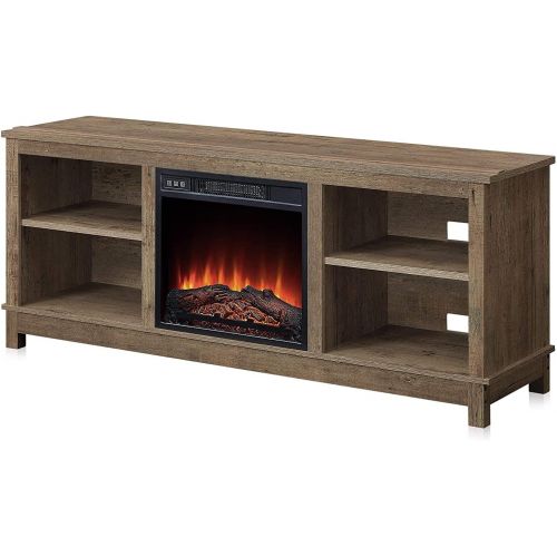  HomeTeks Tv Fireplace Stand Electric Fireplace Tv Stand-Infrared Fireplace Tv Stand, for TVs Up to 65 Inch, Wood Finish-Turn Up The Ambiance of Your Room