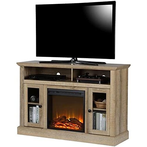  HomeTeks Tv Fireplace Stand Electric Fireplace Tv Stand-Tv Stand with Fireplace, for Tvs Up to 50, Weathered Oak-Turn Up The Ambiance of Your Room
