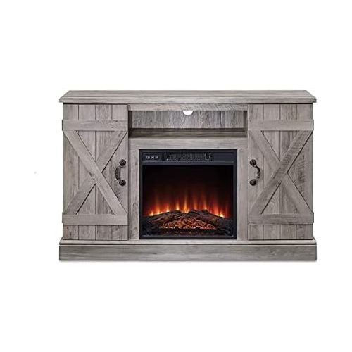  HomeTeks Tv Fireplace Stand Electric Fireplace Tv Stand-Infrared Fireplace Tv Stand, for TVs Up to 50 Inch, Grey Wash-Turn Up The Ambiance of Your Room