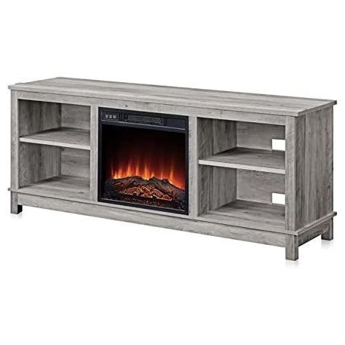  HomeTeks Tv Fireplace Stand Electric Fireplace Tv Stand-Electric Fireplace with Heater Tv Stand, for TVs Up to 65 Inch, Gray Wash-Turn Up The Ambiance of Your Room