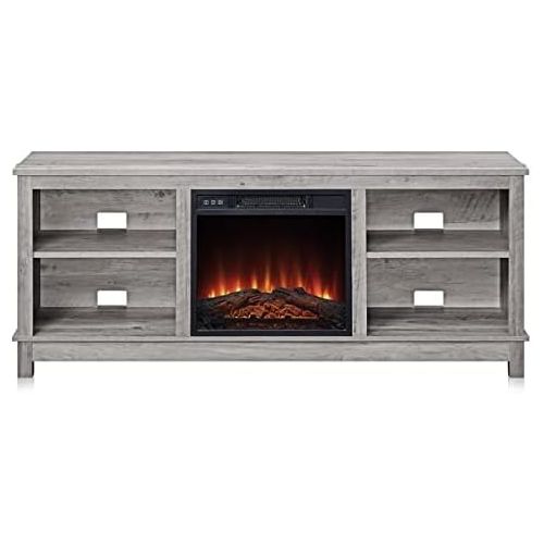  HomeTeks Tv Fireplace Stand Electric Fireplace Tv Stand-Electric Fireplace with Heater Tv Stand, for TVs Up to 65 Inch, Gray Wash-Turn Up The Ambiance of Your Room