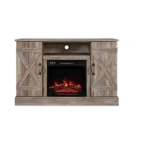  HomeTeks Tv Fireplace Stand Electric Fireplace Tv Stand-Tv Media Stand with Fireplace, for TVs Up to 50 Inch, Ashland Pine-Turn Up The Ambiance of Your Room