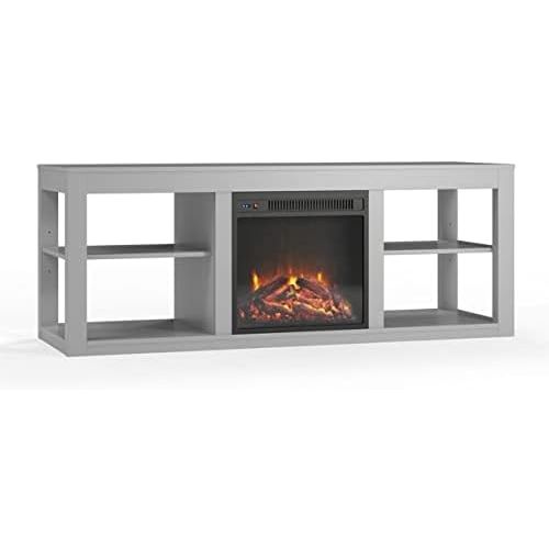  HomeTeks Tv Fireplace Stand Electric Fireplace Tv Stand-Tv Entertainment with Fireplace, Tv Stand for 65 Inch Tv, Dove Gray-Turn Up The Ambiance of Your Room