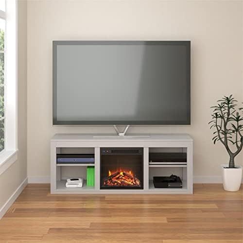  HomeTeks Tv Fireplace Stand Electric Fireplace Tv Stand-Tv Entertainment with Fireplace, Tv Stand for 65 Inch Tv, Dove Gray-Turn Up The Ambiance of Your Room