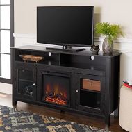HomeTeks Tv Fireplace Stand Electric Fireplace Tv Stand-Fireplace Tv Stand for 65 Inch tv, Black-Turn Up The Ambiance of Your Room