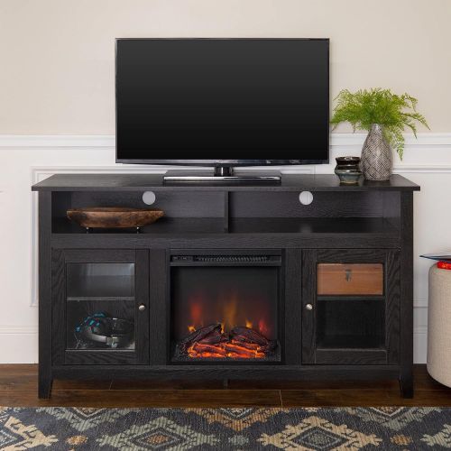  HomeTeks Tv Fireplace Stand Electric Fireplace Tv Stand-Fireplace Tv Stand for 65 Inch tv, Black-Turn Up The Ambiance of Your Room