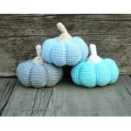 HomeToysByGalatova Baby Boy Gift Crochet Vegetables Blue Gray Pumpkins Baby Rattle First Birthday Gift Ideas Brother Sister Gift New Baby gift Organic Baby Toy