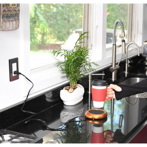  Home-X - Mug Warmer, Multipurpose Heating Pad for Desktop Heated Coffee & Tea or Candle & Wax Warmer, Copper Finish