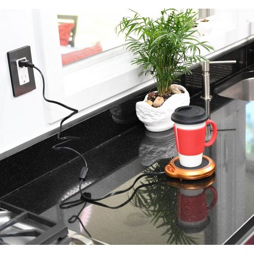  Home-X - Mug Warmer, Multipurpose Heating Pad for Desktop Heated Coffee & Tea or Candle & Wax Warmer, Copper Finish