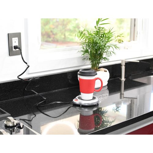  Home-X Mug Warmer, Desktop Heated Coffee & Tea - Candle & Wax Warmer (Silver Finish)