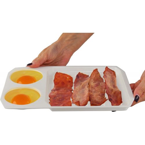  HOME-X Microwaveable Bacon Tray, Microwave 2 Egg Poacher, Bacon Serving Dish