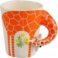 HOME-X Ceramic 3D Giraffe Mug, Funny Animal-Themed Cup for Tea and Coffee, Long Neck and Legs Giraffe Cup (13.5 oz)