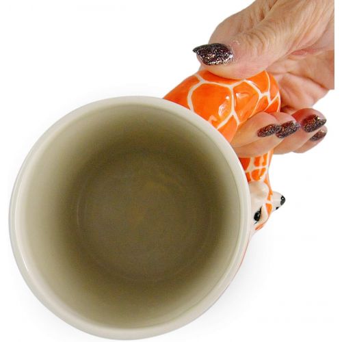  HOME-X Ceramic 3D Giraffe Mug, Funny Animal-Themed Cup for Tea and Coffee, Long Neck and Legs Giraffe Cup (13.5 oz)