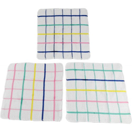 Home-X Set of 3 Vintage Pastel Striped Kitchen Towels, Cute and Super Absorbent Dish Rags for Cleaning, 100% Cotton-14” x 14”