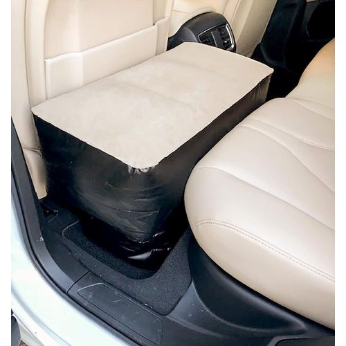  HOME-X Inflatable Back-Seat Gap Filler, Small Inflatable Cushion for Vehicle Back Seat, Travel Car Bed for Pets, Black/Beige