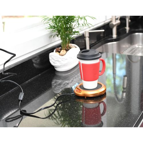  [아마존베스트]Home-X - Mug Warmer, Multipurpose Heating Pad for Desktop Heated Coffee & Tea or Candle & Wax Warmer, Copper Finish