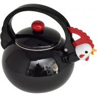 [아마존베스트]HOME-X Black Rooster Whistling Tea Kettle, Cute Animal Teapot, Kitchen Accessories