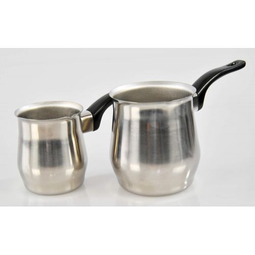  HOME-X Stainless-Steel Melting Pots-Set of 2, Mini Saucepans with Pouring Spout, Stovetop Milk Warmer, Turkish Coffee Maker, Gravy Warmer, Butter Melting Pot, Set of 2 Stainless St
