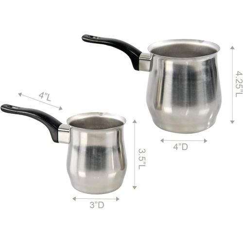  HOME-X Stainless-Steel Melting Pots-Set of 2, Mini Saucepans with Pouring Spout, Stovetop Milk Warmer, Turkish Coffee Maker, Gravy Warmer, Butter Melting Pot, Set of 2 Stainless St