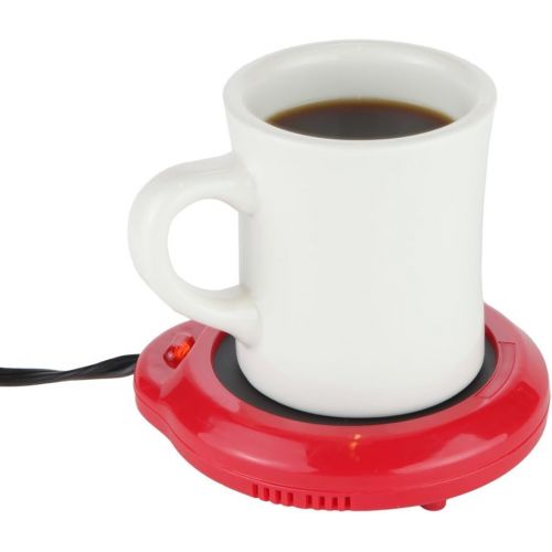  [아마존베스트]Home-X - Mug Warmer, Multipurpose Heating Pad for Desktop Heated Coffee & Tea or Candle & Wax Warmer, Red Finish